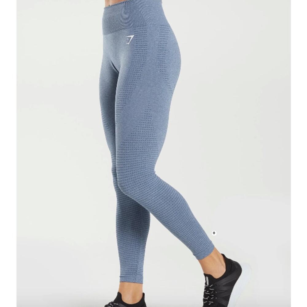 Gymshark Vital Seamless 2.0 Evening Blue Marl 7/8 Length Leggings Size Small - Picture 10 of 10